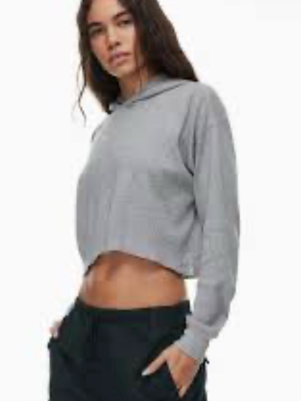 Sunday Best Cropped Hoodie in Light Gray